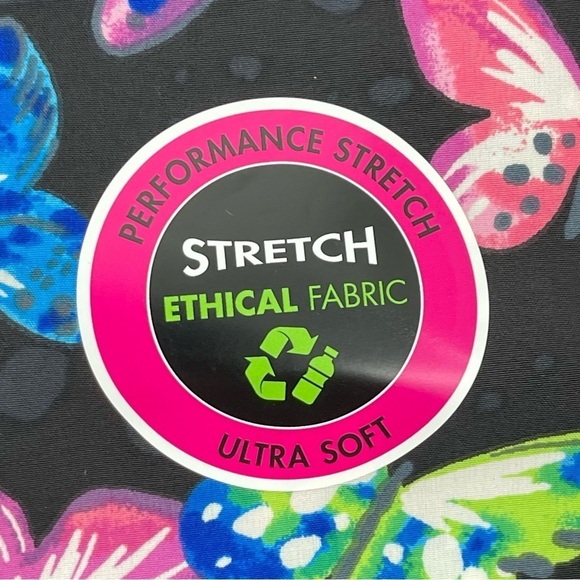 Scrubstar Women’s Size Medium Black Butterfly Scrub Top stretch NWT - Picture 8 of 10